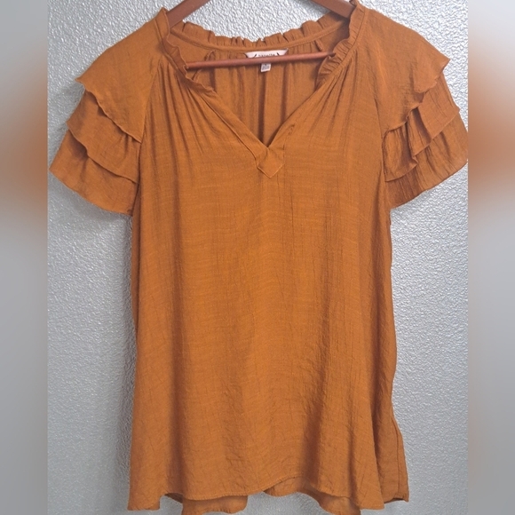 Nanette Lepore Semi Sheer Tiered Ruffle Sleeve Tunic/Top Size L - Picture 8 of 14